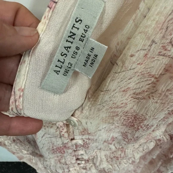 Allsaints Annie Lanai Ruffled Pink Floral Mini Dress - Picture 7 of 8